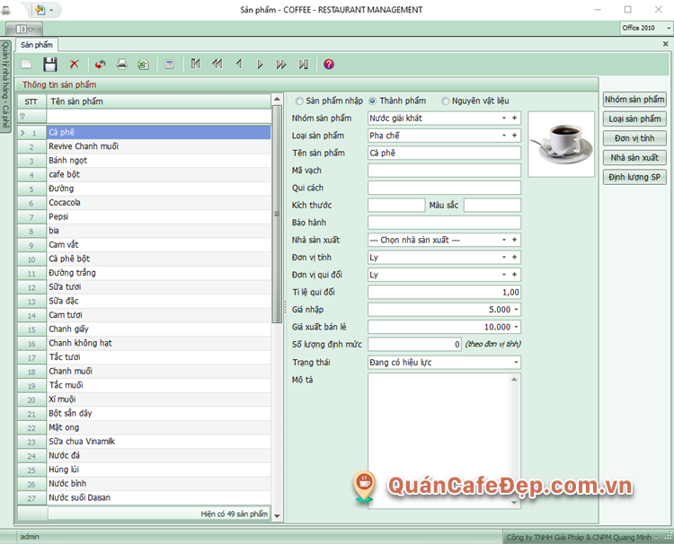 Phần mềm quản lý quán cafe miễn phí QM Coffee